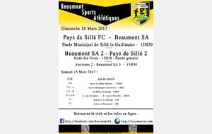Agenda Sportif  :  18/19 Mars 2017
