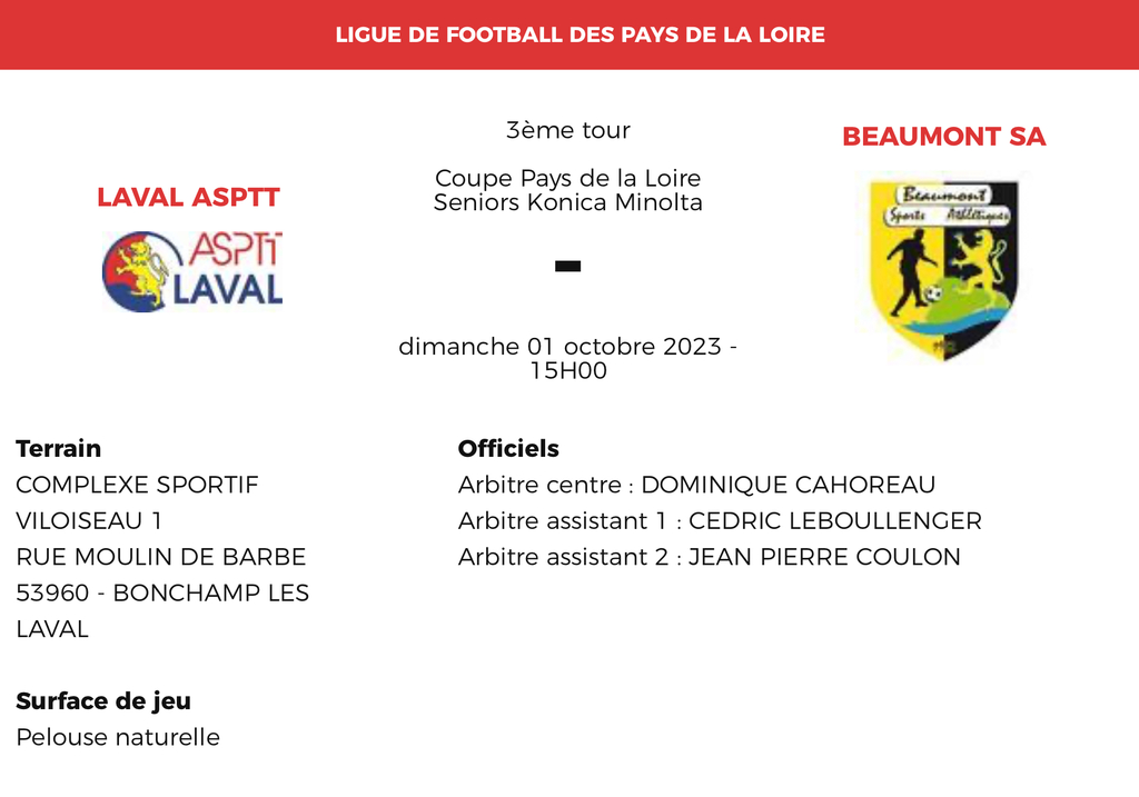 2 ème tour Coupe Pays de la Loire 