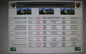 Planning des matchs amicaux
