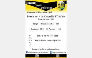 Agenda Sportif du 01 Novembre 2015