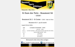 Agenda Sportif  :   Week-End du 1er Mai 2016