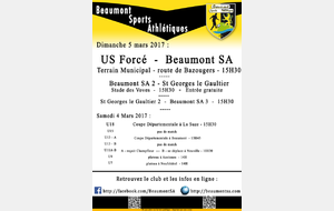 Agenda Sportif  :  4/5 Mars 2017