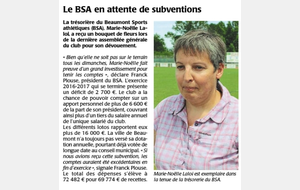 Le BSA en attente de subventions (article Le Maine Libre)