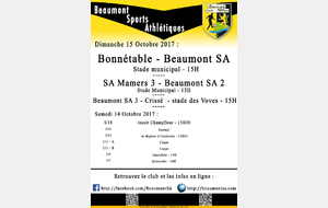Agenda Sportif  :  14/15 Octobre 2017