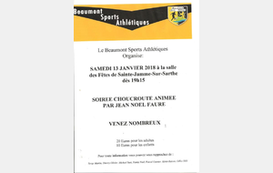 Soirée Choucroute du samedi 13 Janvier 2017