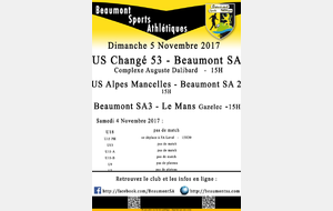 Agenda Sportif  :  4/5 Novembre 2017