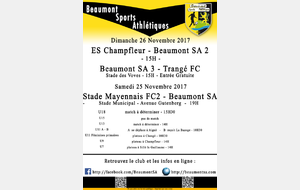 Agenda Sportif  :  25/26 Novembre 2017