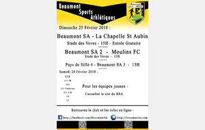 Agenda Sportif  :  24/25 février 2018
