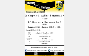 Agenda Sportif  :  28/29 Avril 2018