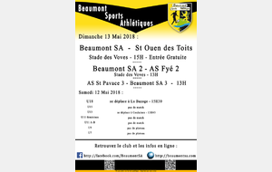 Agenda Sportif  :  12/13 Mai 2018