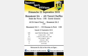 Agenda Sportif  :  22/23 Septembre 2018