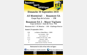 Agenda Sportif  :  29/30 Septembre 2018