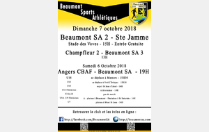 Agenda Sportif  :  6/7 Octobre 2018