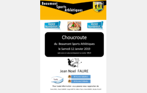 Choucroute du Beaumont SA  :  Samedi 12 Janvier 2019
