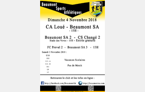 Agenda Sportif : 4 Novembre 2018