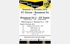 Agenda Sportif : 10/11 Novembre 2018