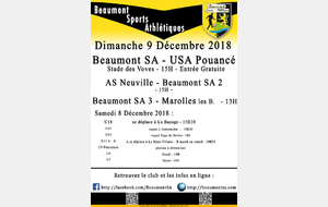 Agenda Sportif  :  8/9 Décembre 2018