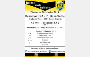 Agenda Sportif  :  19/20 Janvier 2019