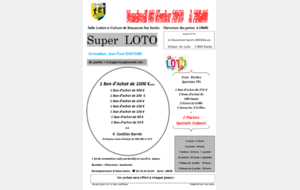 Super LOTO : Vendredi 08 Février 2019 à 20H