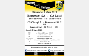 Agenda Sportif  :  2/3 Mars 2019