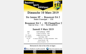 Agenda Sportif  :  9/10 Mars 2019