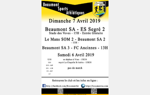 Agenda Sportif  :  6/7 Avril 2019