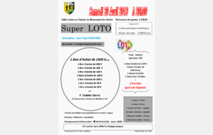 Super Loto : Samedi 20 Avril 2019 à 20H