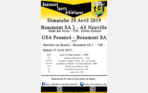 Agenda Sportif : 27-28 avril 2019