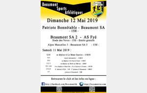 Agenda Sportif  :  11/12 Mai 2019