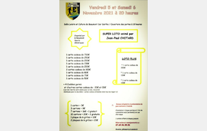 Super Loto vendredi 5 et samedi 6 novembre 2021 à 20H