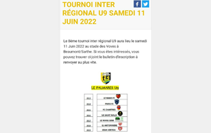 Tournoi Inter-régional U9 samedi 11 juin 2022