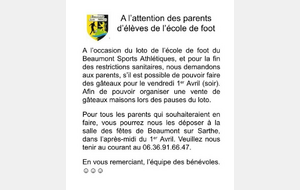 Loto de l'école de foot du Beaumont SA vendredi 1er avril 2022.