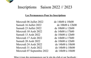 Inscriptions saison 2022/2023