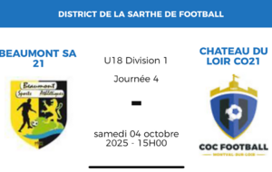 U18 contre Château du Loir samedi à 15H