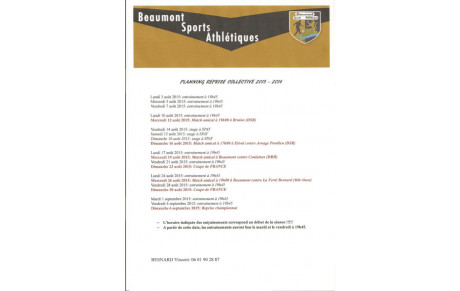 Saison  2015-2016  Planning Reprise Collective