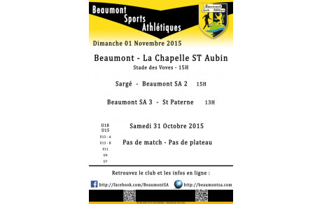 Agenda Sportif du 01 Novembre 2015