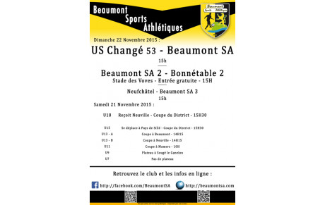 Agenda Sportif du 21-22 Novembre 2015