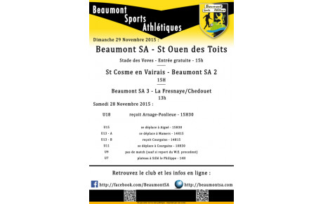 Agenda Sportif 28-29 Novembre 2015