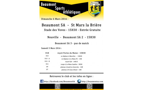 Agenda Sportif    5-6 Mars 2016