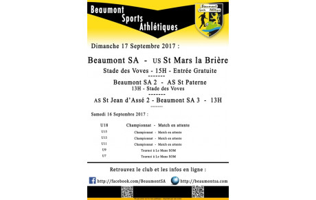 Agenda Sportif : 16/17 Septembre 2017