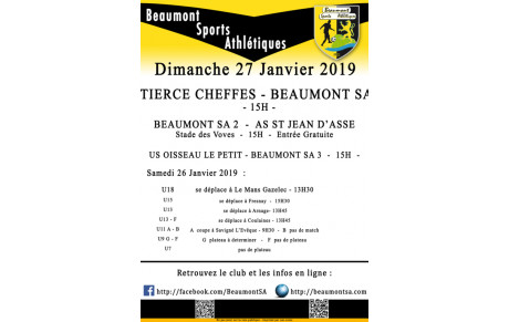 Agenda Sportif  :  26/27 Février 2019