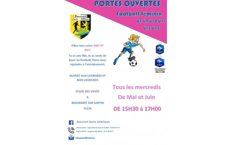 Portes ouvertes au football féminin tous les mercredis de mai et juin au stade des Voves.
