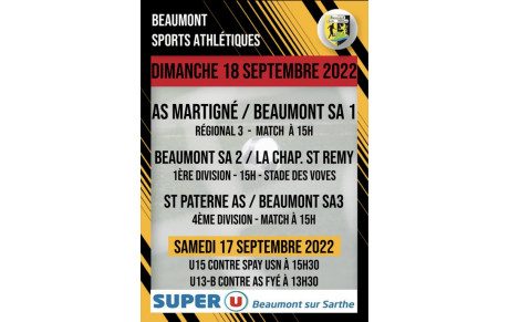 Agenda Sportif du Beaumont Sports Athlétiques 