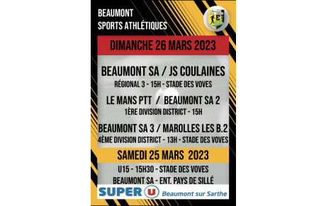 Agenda sportif du Beaumont SA