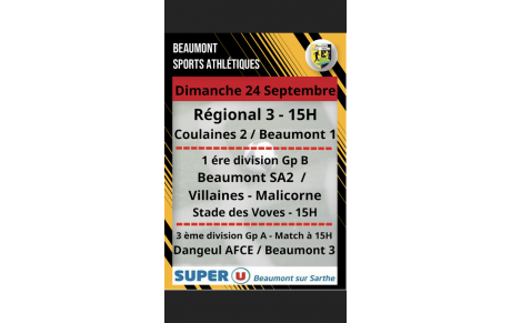 Agenda sportif du Beaumont SA