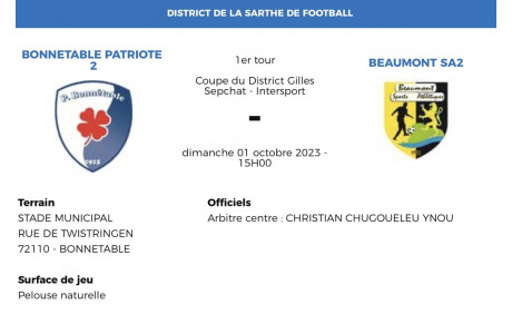 1 er tour de coupe du District 