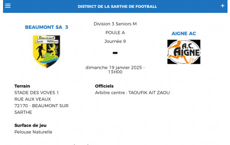 Match en retard de l’équipe 3