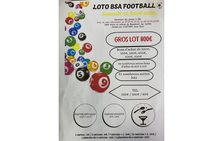 Prochain loto du Beaumont SA : Samedi 12 avril 2025